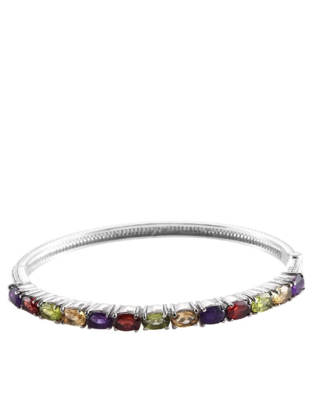 Multi Gemstone Bangle Bracelet in Stainless Steel